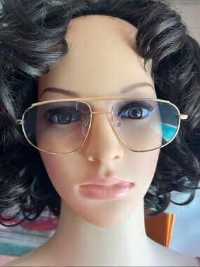 Gold Aviator Sunglasses with Gradient Lenses - Women Accessories